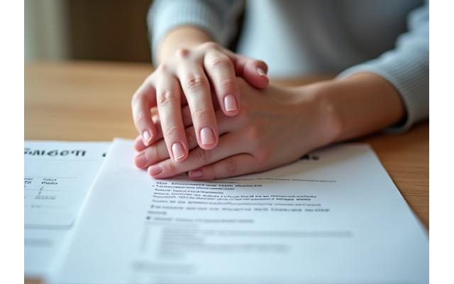 Uždėtos rankos ant lapo su užrašu 'Debt Solution', simbolizuojančios pagalbos teikimą finansiniuose sunkumuose.