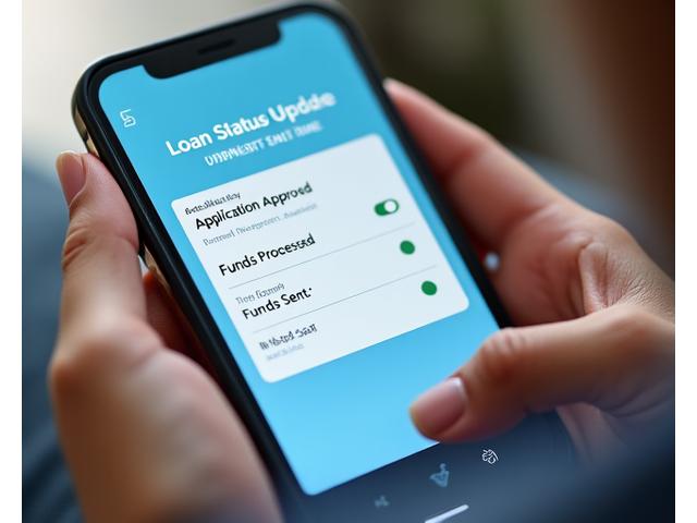 Mobilus telefonas su realaus laiko paskolos statuso pranešimu ir pranešimų ikonėlėmis